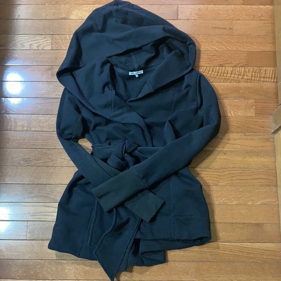 James Perse Tops - Black Hooded Wrap-Front Women's Top